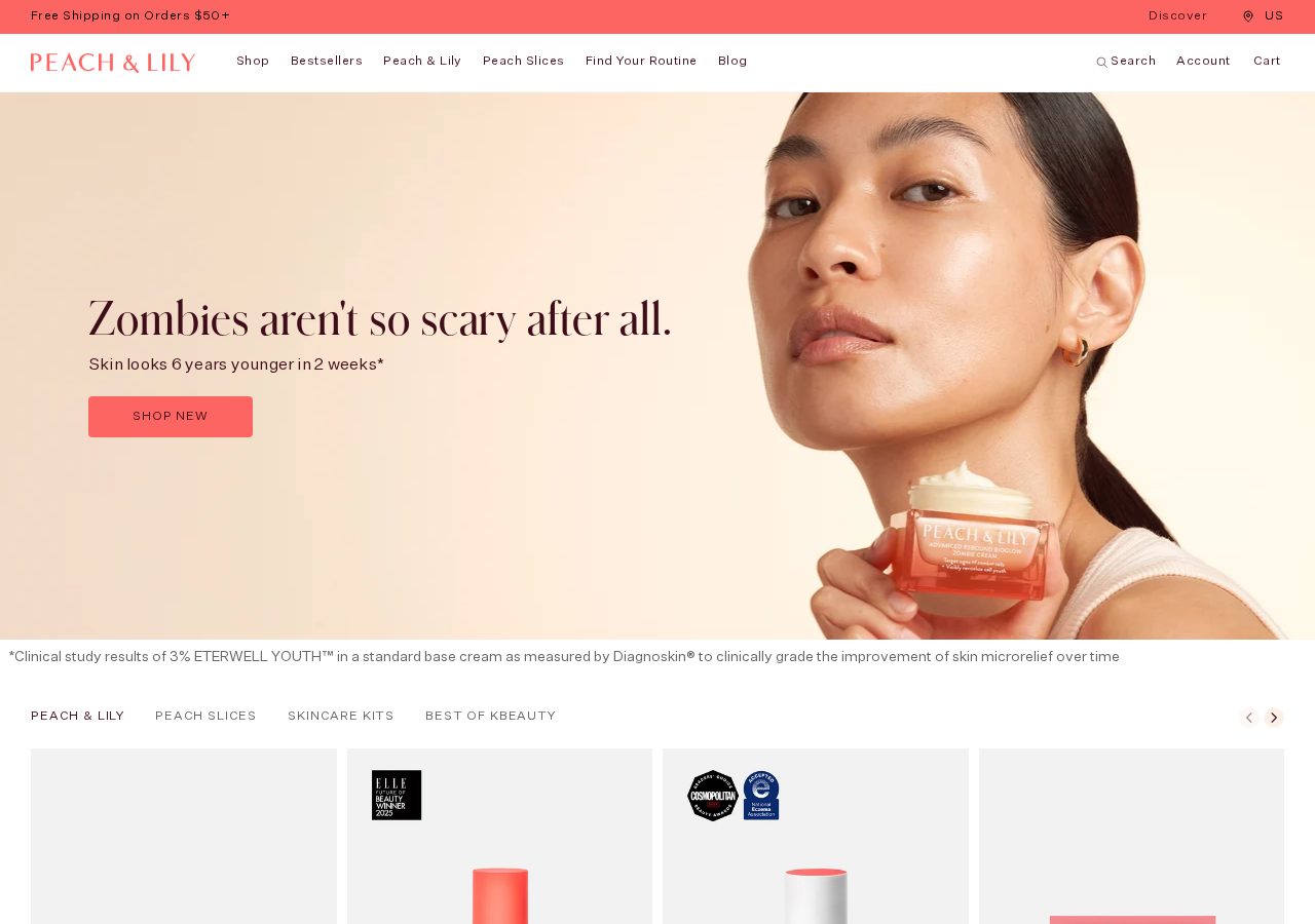 Peach & Lily storefront homepage